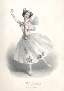 Italialainen balettitanssija Marie Taglioni isänsä Filippo Taglionin baletissa Le Sylphide Pariisin oopperassa