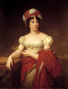 Germaine Neckerin muotokuva, Stael Holsteinin paronitar Madame de Stael (1766-1817), sveitsiläinen kirjailija ja esseisti. Marie Eleonore Godefroidin (1778-1849) maalaus tekijältä Marie Eleonore Godefroid