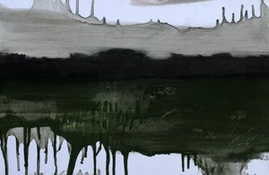 Näkymätön maisema, 2023 (öljy ja hiili paperille) tekijältä Marina Falco