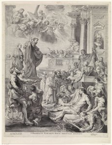 H. Franciscus Xavier viikko sitten teen tot leven St. Francis Xavier, Itä-Intian apostoli (otsikko esineessä) tekijältä Marinus Robyn van der Goes