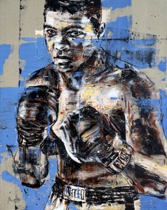 Ali, Icon Series, 2023 (akryyli ja öljy käänteiselle kankaalle) tekijältä Mario Henrique