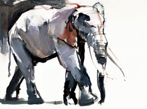 African Elephant, 2012, (sekoitettu media paperille) tekijältä Mark Adlington
