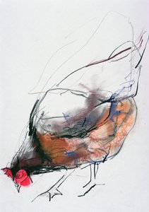 Feeding Hen, Trasierra, 1998 (grafiitti, konte ja puuhiili paperilla)