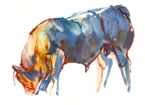 Summer Sunset, 2010, (akvarelli ja guassi paperille) tekijältä Mark Adlington