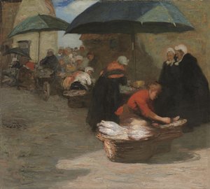 Flanderin kalamarkkinat (öljy kankaalle)