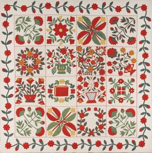 "Album Quilt", Baltimore, Maryland, n. 1861 (puuvillaa, silkkiä ja villaa) tekijältä Martha E. Keech