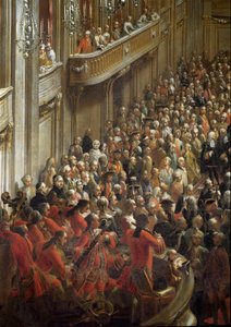 Mozart-lapsi muusikoiden lähellä. yksityiskohta virallisista juhlista Parman prinsessa Isabellan ja keisari Joseph II:n häissä (maalaus tekijältä Martin (and studio) Mytens or Meytens