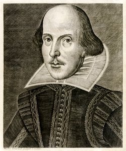 William Shakespeare vuonna 1623 julkaistun herra William Shakespearen komedioiden, historian ja tragedioiden nimisivulta (kaiverrus) tekijältä Martin Droeshout