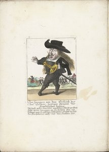 Espanjan dwerg Don Guappos, noin 1710 Don Guappos, nykyisen ranskalaisten espanjalaisten kenraalin Don Quijoten verestä (otsikko esineessä) Il Callotto resurcitato tai vastikään kalustettu pieni kaappi (sarjan nimi) tekijältä Martin Engelbrecht (attributed to)