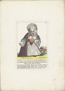 De dwerg Mademoiselle Poupon, nimellä Parijse Schone, noin 1710 Mademoiselle Poupone, pariisilainen kaunotar, tunnetun parlamentin asianajajan tytär. Chican (otsikko esineessä) Il Callotto resurcitato tai vastikään kalustettu Zwerchen-mökki tekijältä Martin Engelbrecht (attributed to)
