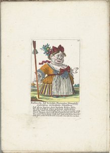 De dwerg Ruffanella paimentarina, n. 1710 Ruffanella, paimentar nauraa Plorianderin liikuttavalle pyynnöstä (otsikko esineessä) Il Callotto resurcitato tai vastikään kalustettu pieni kaappi (sarjan nimi) tekijältä Martin Engelbrecht (attributed to)