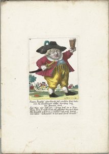 Dwerg Simon Flenschl, noin 1710 Simon Flenschl, rikkaiden Freij-viljelijöiden työnjohtaja Knolsingenissa Kirchtagissa lähellä Gmain Zechiä (nimi esineessä) Il Callotto resurcitato tai vastikään kalustettu pieni kaappi (sarjan nimi) tekijältä Martin Engelbrecht (attributed to)
