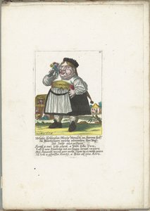 Dwerg Ursula Schleglin, noin 1710 Ursula Schleglin, Maijr Mensch im Herren hoff zu Bluntzingen, joka on nyt palvellut puoli vuotta (nimi esine) Il Callotto resurcitato tai vastikään kalustettu pieni kaappi (sarjan nimi) tekijältä Martin Engelbrecht (attributed to)