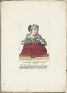 Dwerg als de Franse Mademoiselle Jolicoeur, n. 1710 Mademoiselle Jolicoeur, tanssija rakastajansa kanssa Provencen Opera du Villagessa (otsikko esineessä) Il Callotto resurcitato oder Neu eigerichtes Zwerchen Cabinet (sarjan nimi) tekijältä Martin Engelbrecht (attributed to)