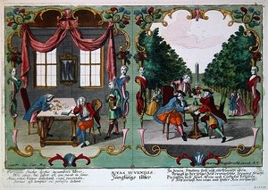 Nuoret pojat, 1700-luvun alku (värikaiverrus) tekijältä Martin Engelbrecht