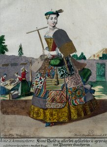 Värillisten papereiden valmistaja, kaiverrus Assemblage des nouveau manouvries habilles Martin Engelbrecht (1684-1756), Saksa