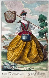 Metier: Kala. Kaiverrus Martin Engelbrecht (1684-1756), "" Uusi kokoonpano of the manouvries habilles"" 17th century, Saksa. Pariisi, koristetaide tekijältä Martin Engelbrecht