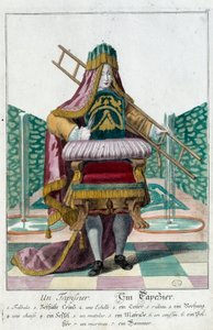 Koko: Verhoilu. Kaiverrus Martin Engelbrecht (1684-1756), "" Uusi kokoonpano of the manouvries habilles"" 17th century, Saksa. Pariisi, koristetaide tekijältä Martin Engelbrecht