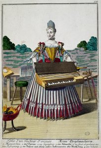Urkuvalmistajan vaimo, kaiverrus Martin Engelbrechtin (1684-1756), Saksan Assemblage des nouveau manouvries habillesista tekijältä Martin Engelbrecht
