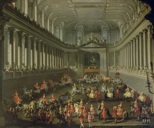 Kavalkadi Wienin Hofin talviratsastuskoulussa juhlimaan Ranskan armeijan tappiota Prahassa 1743 (katso yksityiskohdat 66596 ja 66708) tekijältä Martin II Mytens or Meytens