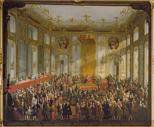 Keisarinna Maria Teresa Pyhän Tapanin ritarikunnan vihkimisessä, 1764 (katso lisätietoja numerosta 66581) tekijältä Martin II Mytens or Meytens