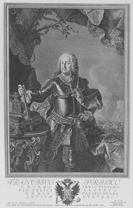 Francis I, Pyhän Rooman keisari, kaiverrus Philipp Andreas Kilian tekijältä Martin II Mytens or Meytens