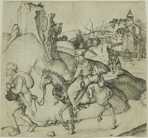 Talonpoikaisperhe menossa markkinoille tekijältä Martin Schongauer