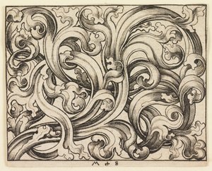 Vaakasuora täyttö vaalealla taustalla (vaakasuora ornamentti) tekijältä Martin Schongauer