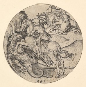 St. George Slaying the Dragon, n. 1435-1491. tekijältä Martin Schongauer