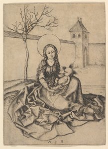 Madonna ja lapsi pihalla, n. 1435-1491. tekijältä Martin Schongauer