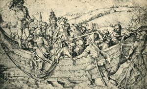 Pyhän Ursulan ja hänen seuralaistensa marttyyrikuolema, 1450, 1943. tekijältä Martin Schongauer