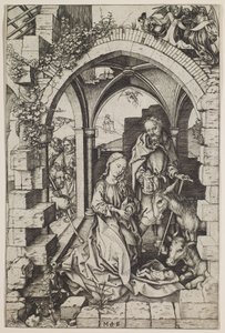 Syntymäjumalanpalvelus, noin 1471-73 (kaiverrus). tekijältä Martin Schongauer