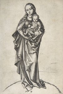 Neitsyt ja lapsi omenan kanssa, n. 1475, n. 1475. tekijältä Martin Schongauer