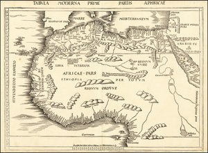 Martin Waldseemüllerin laatima Pohjois-Afrikan kartta vuodelta 1513.