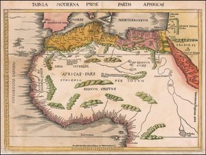Martin Waldseemüllerin laatima Länsi- ja Pohjois-Afrikan kartta vuodelta 1513. tekijältä Martin Waldseemuller