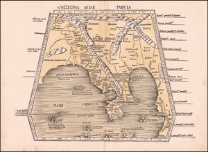 1513 Kaakkois-Aasian, Kiinan ja Intian kartta, jonka on laatinut Martin Waldseemüller. tekijältä Martin Waldseemuller