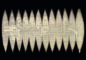 Maailmankartta maapallon maapallon joukon muodossa, 1507