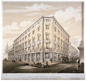 Els magatzems dels Srs J&R Morley, cantonada de Wood Street i Gresham Street, Londres, c1840. finlandès tekijältä Martin and Hood