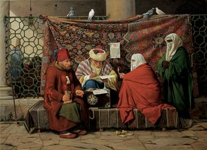 Turkkilainen notaari laatimassa avioliittosopimusta Kilic Ali Pashan moskeijan edessä, Tophane, Konstantinopoli, 1837