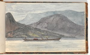 Vuonomaisema soutuveneellä tekijältä Martinus Rørbye
