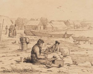 Strandgaden Thistedissä. 1830 tekijältä Martinus Rørbye