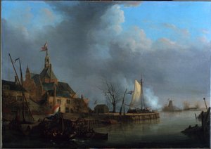 Hollanti: Dordrechtin pommitus ranskalaisten toimesta 24. marraskuuta 1813.