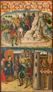 Pyhä Kristofer tapaa Saatanan, Pyhä Kristofer Lykian kuninkaan edessä, 148085. tekijältä Martín de Soria