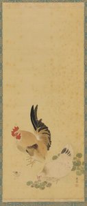 Kukko, kana ja poikanen, Edo-kausi, 1700-luku.