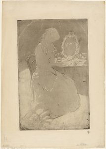 Pukeutumispöydän ääressä tekijältä Mary Cassatt