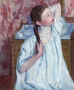 Tyttö järjestää hiuksiaan, 1886. tekijältä Mary Cassatt