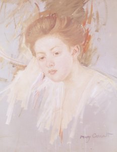 Nuoren tytön pää (pastelli paperille) tekijältä Mary Cassatt