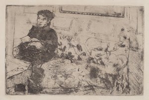 Sisustus: Sohvalla, c. 1883. tekijältä Mary Cassatt