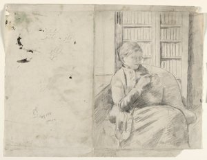 Neulominen kirjastossa recto, n. 1881. tekijältä Mary Cassatt