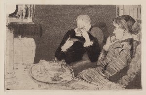 Lydia ja hänen äitinsä Teassa tekijältä Mary Cassatt